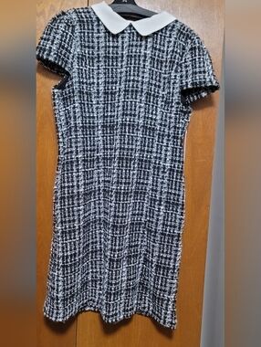 Julia Jordan  White Tweed Dress with Peter Pan Collar Size 16